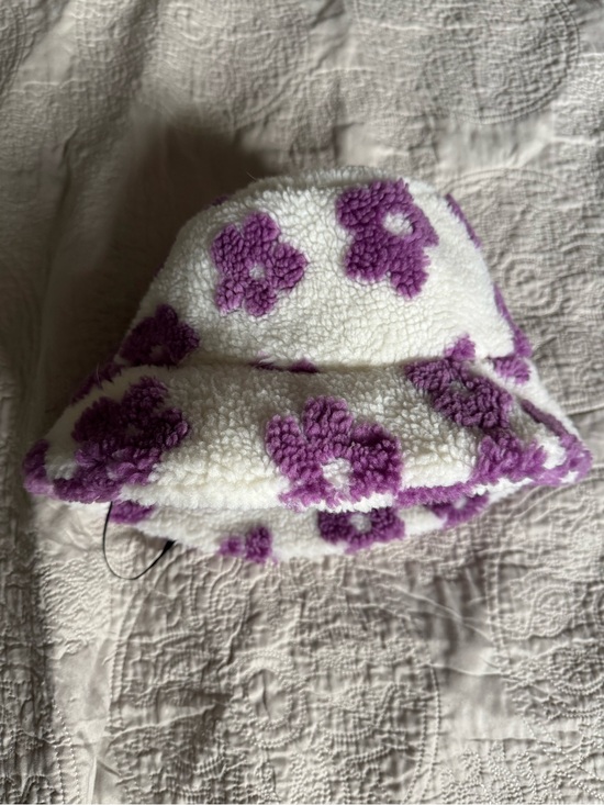 Accessories - Purple Floral Sherpa Bucket Hat